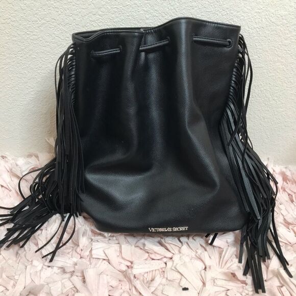 Victoria’s secret fringe black bucket backpack - Picture 9 of 10